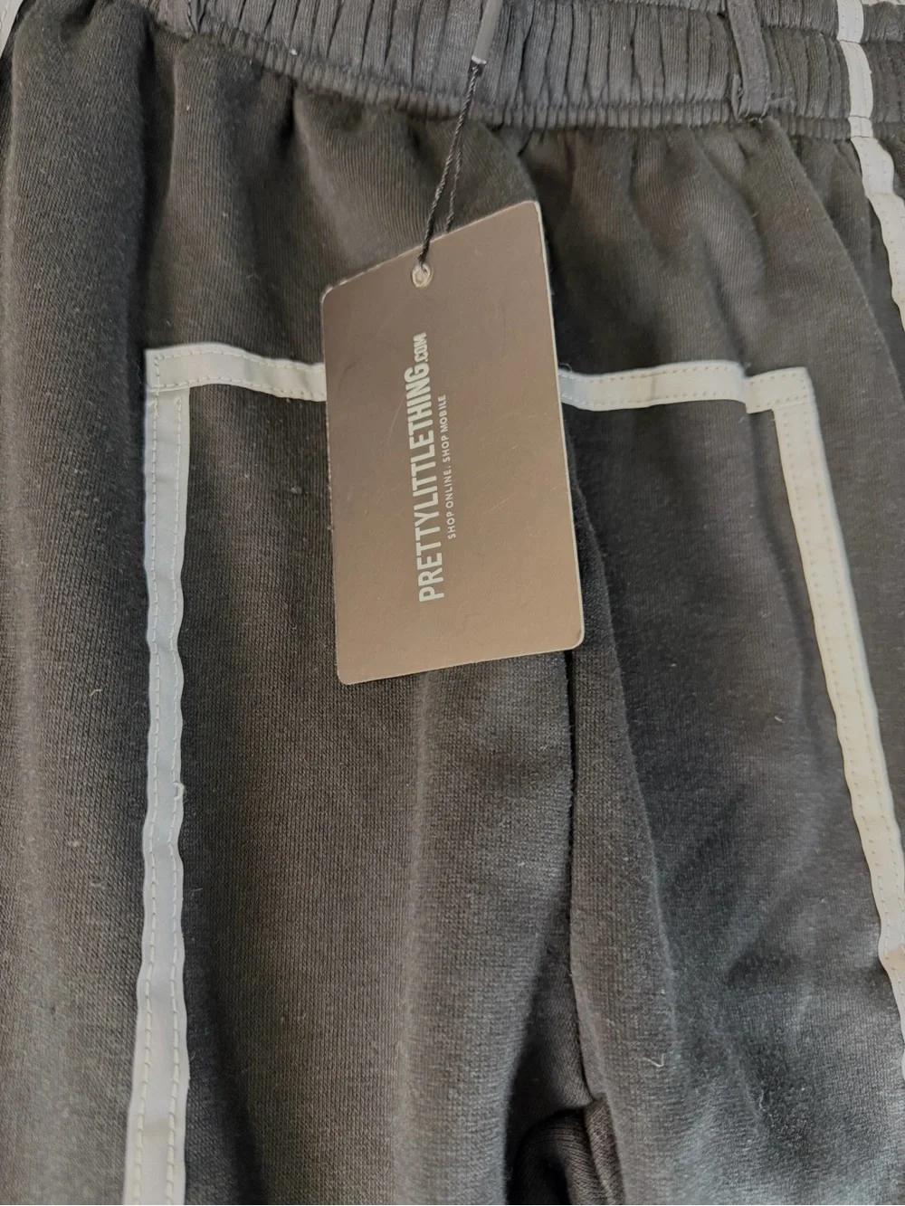 PrettyLittleThing Black Joggers with White Piping Detail